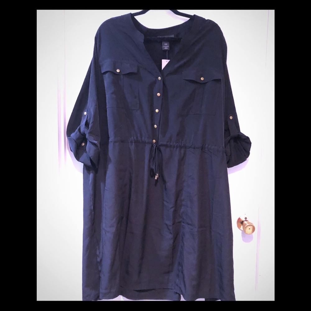 NWT Lane Bryant 26 28 black military shirt dress